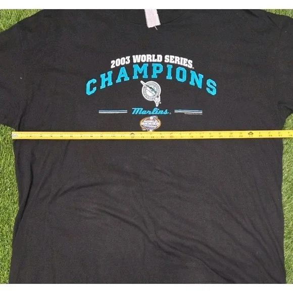 Vintage Florida Marlins 2003 World Series Champions T-Shirt Black 2XL 25x31 Y2K - Picture 6 of 7